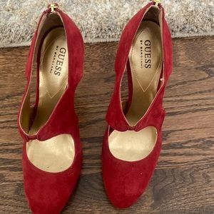 Guess by Marciano Red Leather Suede Pumps Heels Size 9